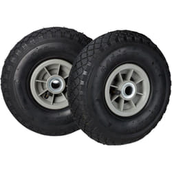 Relaxdays - Roue de diable Set de 2 roues de brouette, roue de rechange axe,3.00-4 , caoutchouc 260x85 mm 80 kg, noir gris