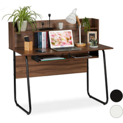 Relaxdays - Bureau, Etagères sous plaque de travail, Etagère plus, sortie de câble,HxlxP:109x120x60 cm, choix de couleurs