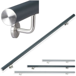 Relaxdays Rampe d’escalier, main courante ronde, Escalier Aluminium 150 cm, intérieur métal, Ø 42mm, anthracite