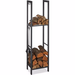 Description générale Cette étagère à bois anthracite en acier est conçue pour empiler des bûches de bois, aussi bien à l'inté ...