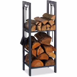 Description générale Cette étagère à bois anthracite en acier est idéale pour organiser vos bûches de bois, que ce soit à l'i ...