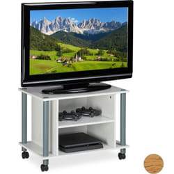 Relaxdays - Meuble tv sur roues, compartiments, étagère pour téléviseur, Buffet à roues pour téléviseur, HxlxP 45x60x40cm