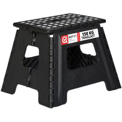 Relaxdays - Tabouret pliant l, portable, escabeau de salle de bain, 150 kg, plastique, HxLxP 30 x 37 x 29 cm, noir