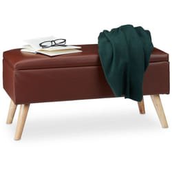 Relaxdays - Banc de rangement banquette similicuir coffre 40 litres 4 pieds pouf tabouret HxlxP: 40 x 80 x 39,5 cm, marron