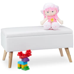 Relaxdays - Banc de rangement banquette similicuir coffre 40 litres 4 pieds pouf tabouret HxlxP: 40 x 80 x 39,5 cm, blanc