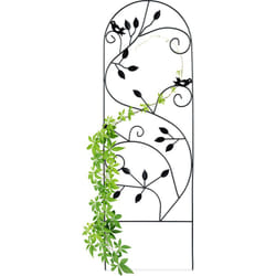 Relaxdays - Treillis jardin oiseaux fer, Clôture plante grimpante Grille fleurs métal, Arceau rosier, 120 x 40 cm, noir
