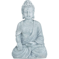 Relaxdays - Statue bouddha assis, 40 cm de haut, déco feng shui, résistant aux intempéries et gel, sculpture, gris clair