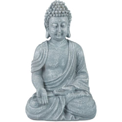 Relaxdays - Statue Bouddha position assise 18cm, objet de décoration salon et salle de bain, résiste l´humidité, gris