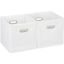 Relaxdays - Lot de 2 boîtes de rangement, sans couvercle, avec poignée, pliable, panier en tissu carré, 30 cm, blanc