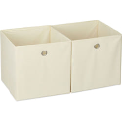 Relaxdays - Lot de 2 boîtes de rangement, carrées en tissu, Cubique, 30x30x30 cm, Beige