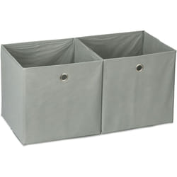 Relaxdays - Lot de 2 boîtes de rangement, carrées en tissu, Cubique, 30x30x30 cm, Gris