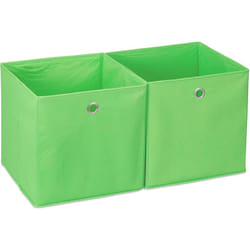 Relaxdays - Lot de 2 boîtes de rangement, carrées en tissu, Cubique, 30x30x30 cm, Vert