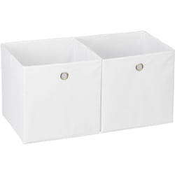 Relaxdays - Lot de 2 boîtes de rangement, carrées en tissu, Cubique, 30x30x30 cm, Blanc