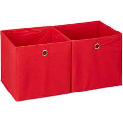 Relaxdays - Lot de 2 boîtes de rangement, carrées en tissu, Cubique, 30x30x30 cm, Rouge