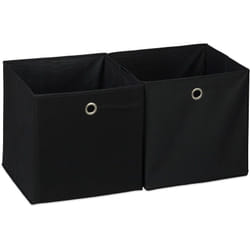 Relaxdays - Lot de 2 boîtes de rangement, carrées en tissu, Cubique, 30x30x30 cm, Noir