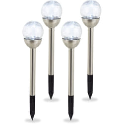 Relaxdays - Lampes de jardin Boule de verre en jeu de 4, lampes solaires effet calcin, imperméable, changement de couleur