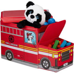 Tabouret Coffre à jouets boîte à jouets couvercle pouf enfant pliable auto voiture 50 litres - Relaxdays