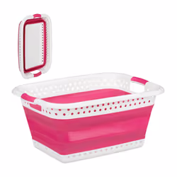 Relaxdays 10025601_52, 37 L, Rectangulaire, Plastique, Caoutchouc thermoplastique (TPR), Rose, Blanc, Plastique, Caoutchouc t ...