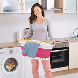 Relaxdays 10025601_52 panier à linge 37 L Rectangulaire Plastique, Caoutchouc thermoplastique (TPR) Rose, Blanc