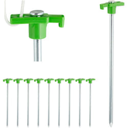 Relaxdays - Sardines, set de 10, Ancrage pour les sols durs 25 cm, Piquet, Acier zingué, Vert clair