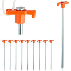 Relaxdays - Sardines, set de 10, Ancrage pour les sols durs 25 cm, Piquet, Acier zingué, Orange