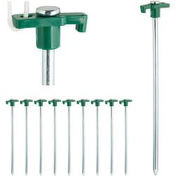 Relaxdays - Sardines, set de 10, Ancrage pour les sols durs 25 cm, Piquet, Acier zingué, Vert