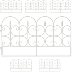 Relaxdays - Bordure de jardin plastique, Clôture gazon 30 cm, 6 éléments, 4 m, parterre massif pelouse, piquet, blanches