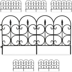 Relaxdays Bordure de jardin plastique, Clôture gazon 30 cm, 6 éléments, 4 m, parterre massif pelouse, piquet, noires