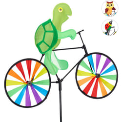 Relaxdays - Moulin à vent, Carillon à vent à planter, Vélo Jouet enfant jardin balcon extérieur, 85 cm, tortue