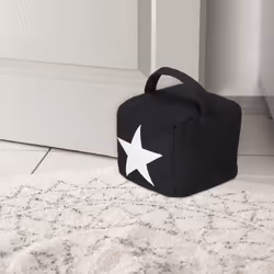 Relaxdays - Cale porte, design étoile, en tissu, butoir avec poignée, haut, décoratif, h x l x p : 20 x 15 x 15 cm, noir