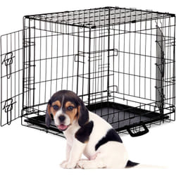 Relaxdays - Cage pour Chien Pliante Boîte Transport Voiture Box pour Chiot 2 Portes Bac Fond Box Grillage Métal m Noir