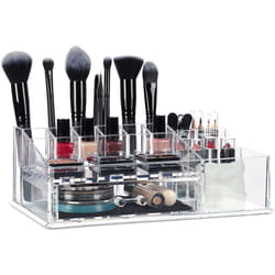 Relaxdays - Organiseur de maquillage, Cosmétiques rouge à lèvres, maquillage, Support en acrylique, tiroir, transparent