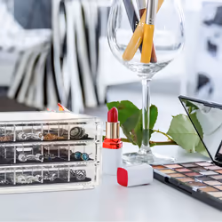Organiseur de maquillage, Make-Up, 3 tiroirs, rangement cosmétique, boîte, acrylique, bijoux, transparent - Relaxdays - Vue supplémentaire 4