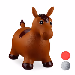 Relaxdays Cheval ballon sauteur cheval avec pompe gonflable jouet jeux enfant animaux 50 kg sans BPA marron