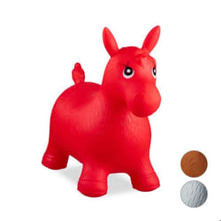 Relaxdays Cheval ballon sauteur cheval avec pompe gonflable jouet jeux enfant animaux 50 kg sans BPA rouge