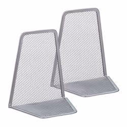 Relaxdays Serre-livre Presse-livre Presse-papier set de 2 métal design maille HxlxP: 145 x 125 x 9 cm argent