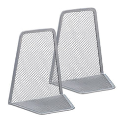 Relaxdays Serre-livre Presse-livre Presse-papier set de 2 métal design maille HxlxP: 145 x 125 x 9 cm argent
