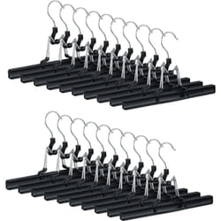 Relaxdays - Cintres-Pinces Set de 20 Pantalons et Jupes métal caoutchouc pinces crochet rotatif 360° 26 cm, noir