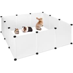 Relaxdays - Enclos pour Petits Animaux Domestiques Plastique diy Parc Extensible Cage Clapier Pack de 12, Blanc