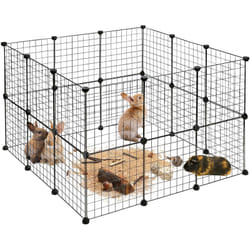 Relaxdays - Enclos pour Petits Animaux Domestiques diy Parc Extensible Cage Grille Clapier Grillage Pack de 24, Noir