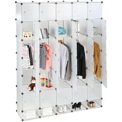 Penderie armoire cubes étagère rangement 25 casiers plastique modulable diy Hxl 234x180 cm, transparent - Relaxdays