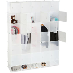 Penderie armoire cubes étagère rangement 25 casiers plastique modulable diy bibliothèque Hxl 234x180 cm, blanc - Relaxdays