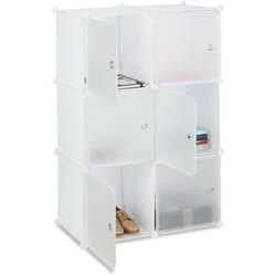 Relaxdays - tagère cubes penderie armoire rangement 6 casiers plastique modulable diy HxlxP: 105x70x35 cm, blanc