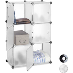 Relaxdays Étagère cubes penderie armoire rangement 6 casiers plastique modulable DIY HLP: 97,5x66x32 cm, transparent