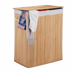 Relaxdays 10024382_126, 95 L, Rectangulaire, Bambou, Coton, Polyester, Châtain clair, Blanc, Marron, Bambou