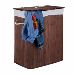 Relaxdays 10024382_93, 95 L, Rectangulaire, Bambou, Coton, Polyester, Marron, Châtain clair, Blanc, Marron, Bambou
