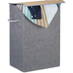Relaxdays - Panier à linge pliable corbeille à linge couvercle 60 litres sac à linge sale poignées HxlxP: 60x40x30cm, gris