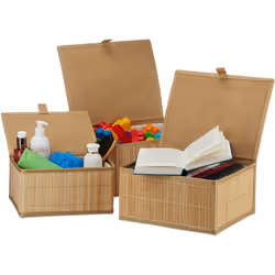 Avec ce lot de 3 corbeilles, rangez et organisez votre intérieur avec style et méthode. Ce set de paniers en bambou est idéal ...