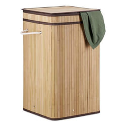 Relaxdays 4052025943714 panier à linge 70 L Rectangulaire Bambou, Coton, Polyester Châtain clair