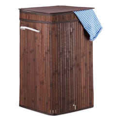 Relaxdays 4052025943721 panier à linge 70 L Rectangulaire Bambou, Coton, Polyester Marron